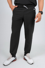 Black Matteo Three-Pocket Scrub Top and Neo Jogger Set