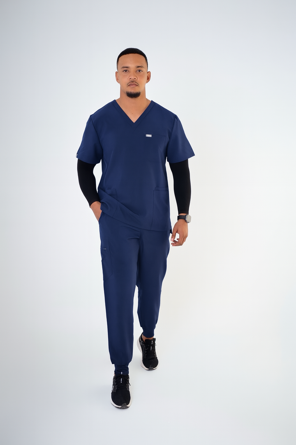 Midnight Navy Alex Three-Pocket Scrub Top and Leo Jogger Set