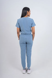Steel Blue Amara Three-Pocket Scrub Top and Lara Jogger Set