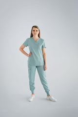 Ocean Mist Ella Three-Pocket Scrub Top and Eva Jogger Set