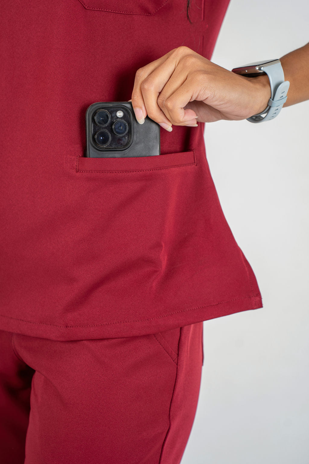 Amara Three-Pocket Scrub Top and Lara Jogger Set - Maroon