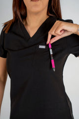 Essential Jane One-Pocket Scrub Top - Black