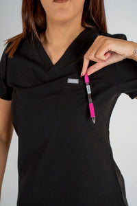 Essential Jane One-Pocket Scrub Top - Black