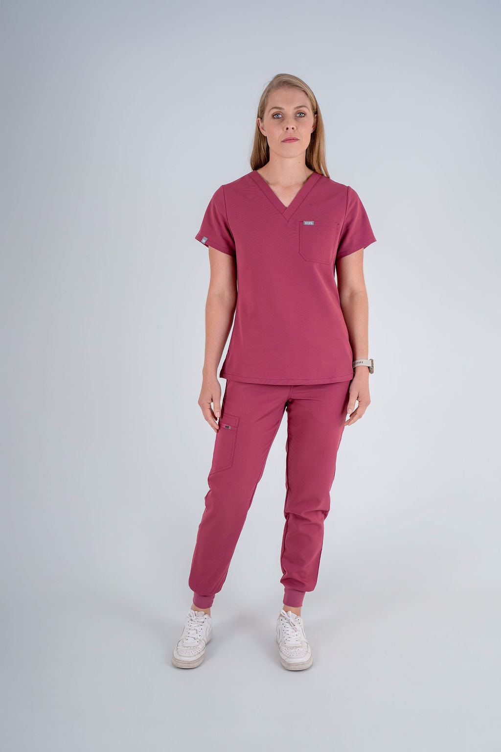 Essential Jane One-Pocket Scrub Top - Grape