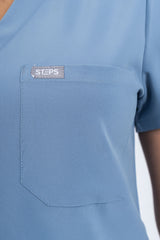 Steel Blue Amara Three-Pocket Scrub Top and Lara Jogger Set