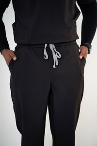 Coal Black Alex Three-Pocket Scrub Top and Leo Jogger Set