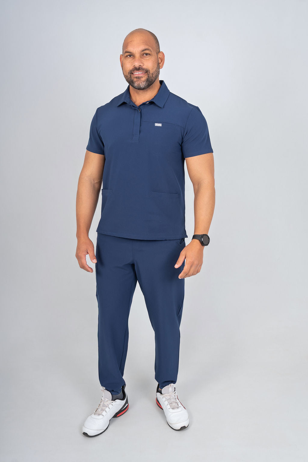 Navy Matteo Three-Pocket Scrub Top and Neo Jogger Set