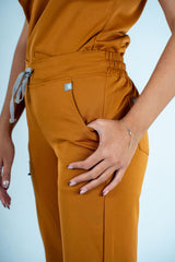 Amara Three-Pocket Scrub Top and Lara Jogger Set - Rust