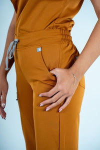 Amara Three-Pocket Scrub Top and Lara Jogger Set - Rust
