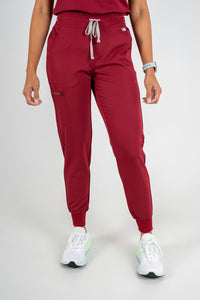 Amara Three-Pocket Scrub Top and Lara Jogger Set - Maroon