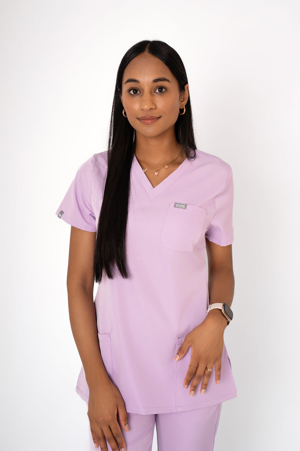 Lavender Haze Ella Three-Pocket Scrub Top and Eva Jogger Set