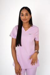 Lavender Haze Ella Three-Pocket Scrub Top and Eva Jogger Set