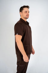Matteo Three-Pocket Scrub Top and Neo Jogger Set - Espresso
