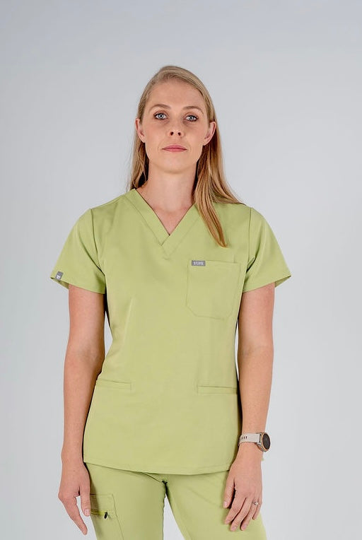 Amara Three-Pocket Scrub Top and Lara Jogger Set - Matcha