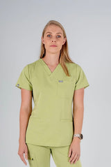 Amara Three-Pocket Scrub Top and Lara Jogger Set - Matcha