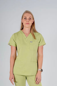 Amara Three-Pocket Scrub Top and Lara Jogger Set - Matcha