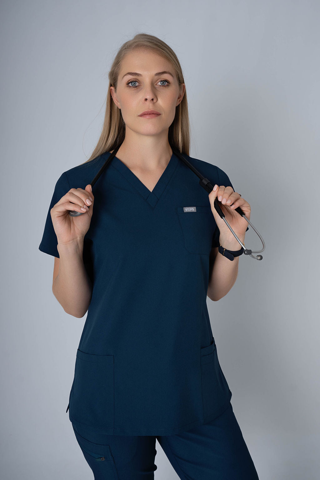 Deep Reef Ella Three-Pocket Scrub Top and Eva Jogger Set