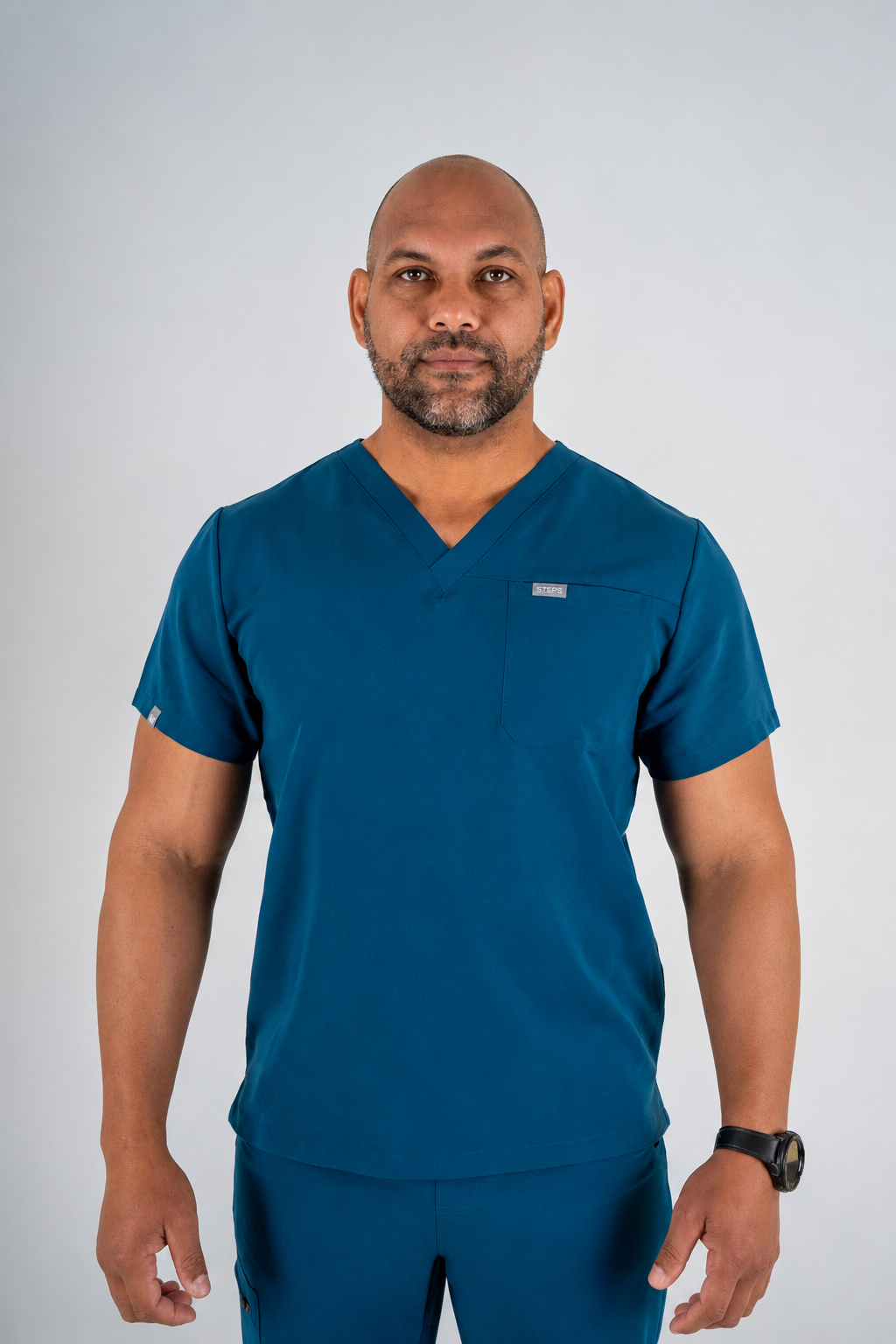 Essential Jack One-Pocket Scrub Top - Carribean Blue