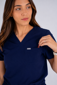 Essential Jane One-Pocket Scrub Top - Navy