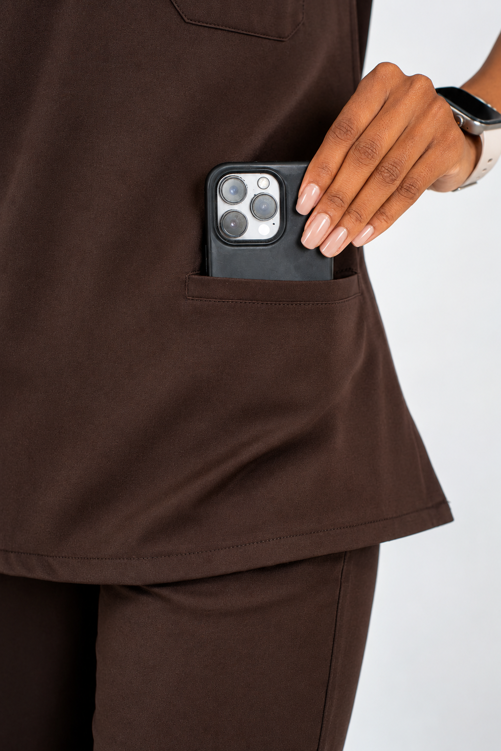 Amara Three-Pocket Scrub Top and Lara Jogger Set - Espresso