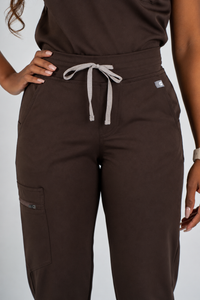 Amara Three-Pocket Scrub Top and Lara Jogger Set - Espresso