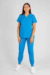 Amara Three-Pocket Scrub Top and Lara Jogger Set - Peacock