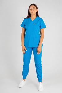 Amara Three-Pocket Scrub Top and Lara Jogger Set - Peacock