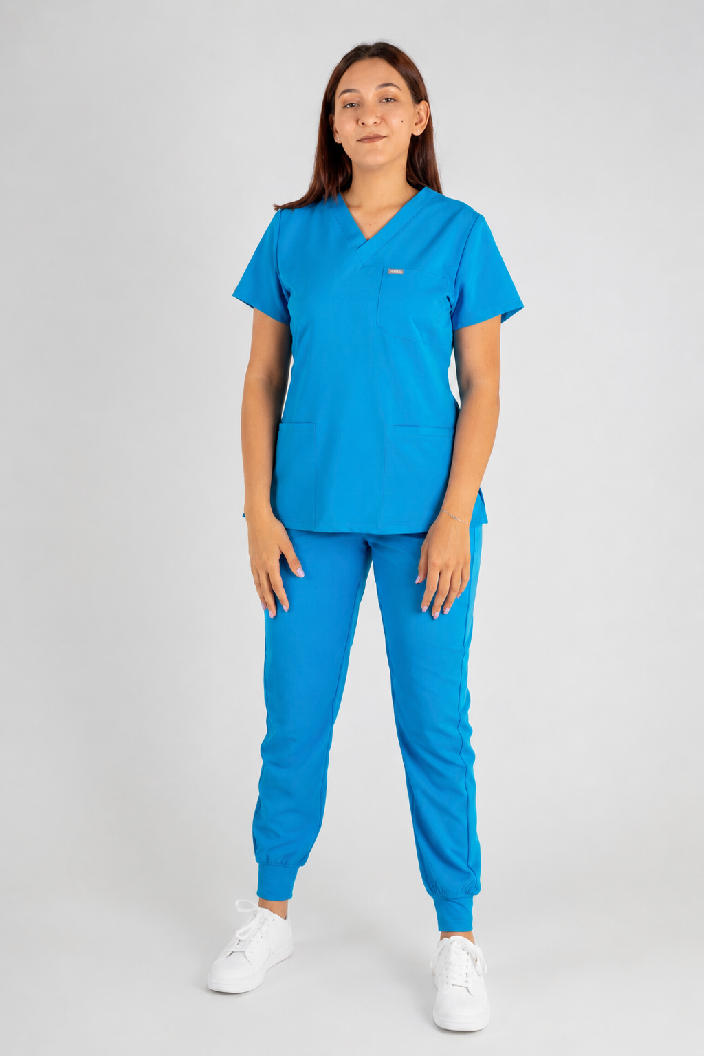 Amara Three-Pocket Scrub Top and Lara Jogger Set - Peacock