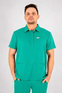 Matteo Three-Pocket Scrub Top and Neo Jogger Set - Surgical Green